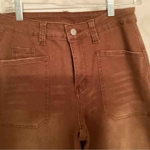 Golden Brown distressed with stretch Jeans Size Large - Picture 2 of 3